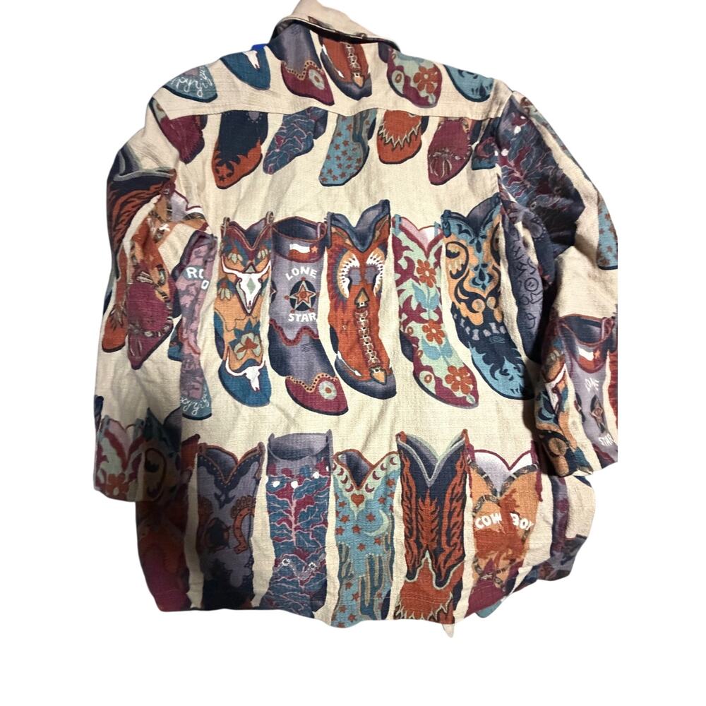 Coverups vintage tapestry jacket western lonestar cowboy boot size Large EUC VTG